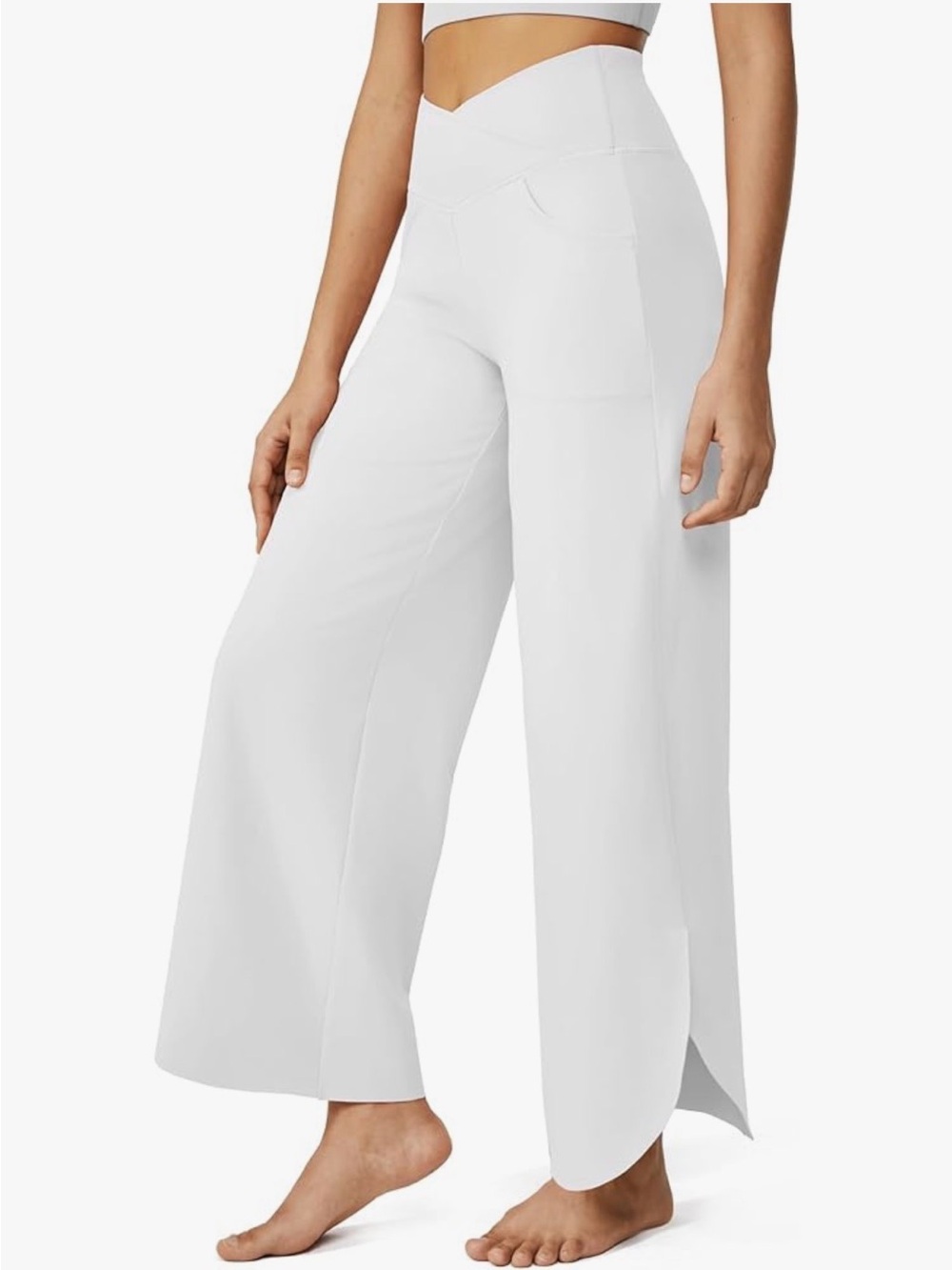 G4Free Wide Leg Yoga Pants – Size Large – White – Pockets
